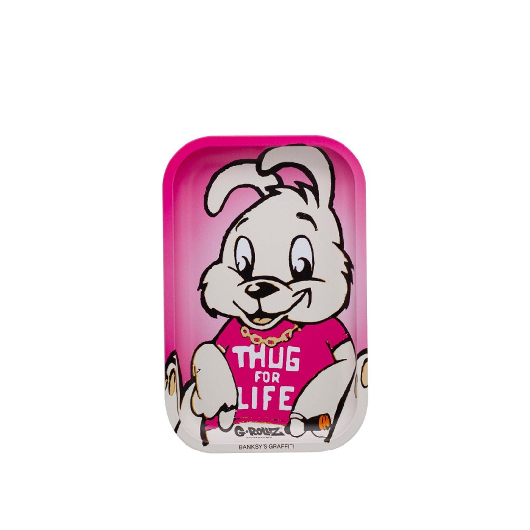 G-ROLLZ BANKSY METAL TRAY MEDIUM 17.5X27.5CM - THUG FOR LIFE - BG3301A