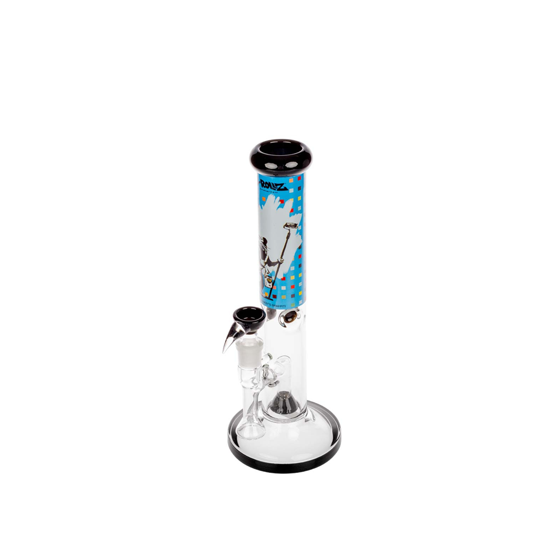 G-ROLLZ BANKSY STRAIGHT TUBE GLASS WATERPIPE 13.5" - PAINT ROLLER RAT - BG20105B