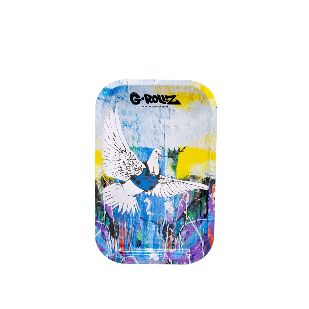 G-ROLLZ BANKSY METAL TRAY MEDIUM 17.5X27.5CM - BULLETPROOF DOVE - BG3301K