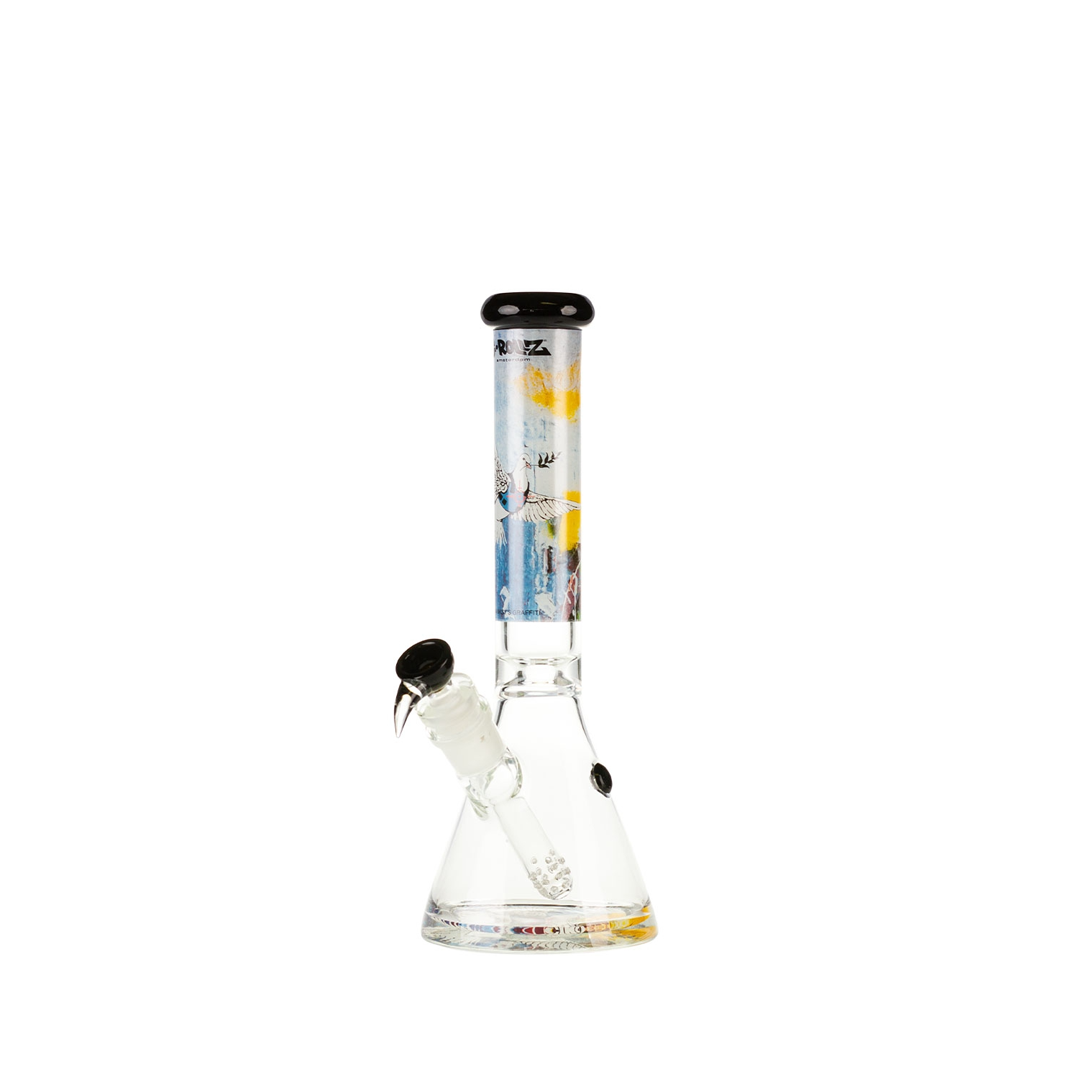 G-ROLLZ BANKSY BEAKER GLASS WATERPIPE 14.5" - BULLETPROOF DOVE - BG20110B