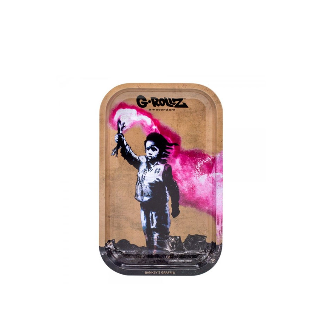 G-ROLLZ BANKSY METAL TRAY MEDIUM 17.5X27.5CM - TORCH BOY - BG3301C