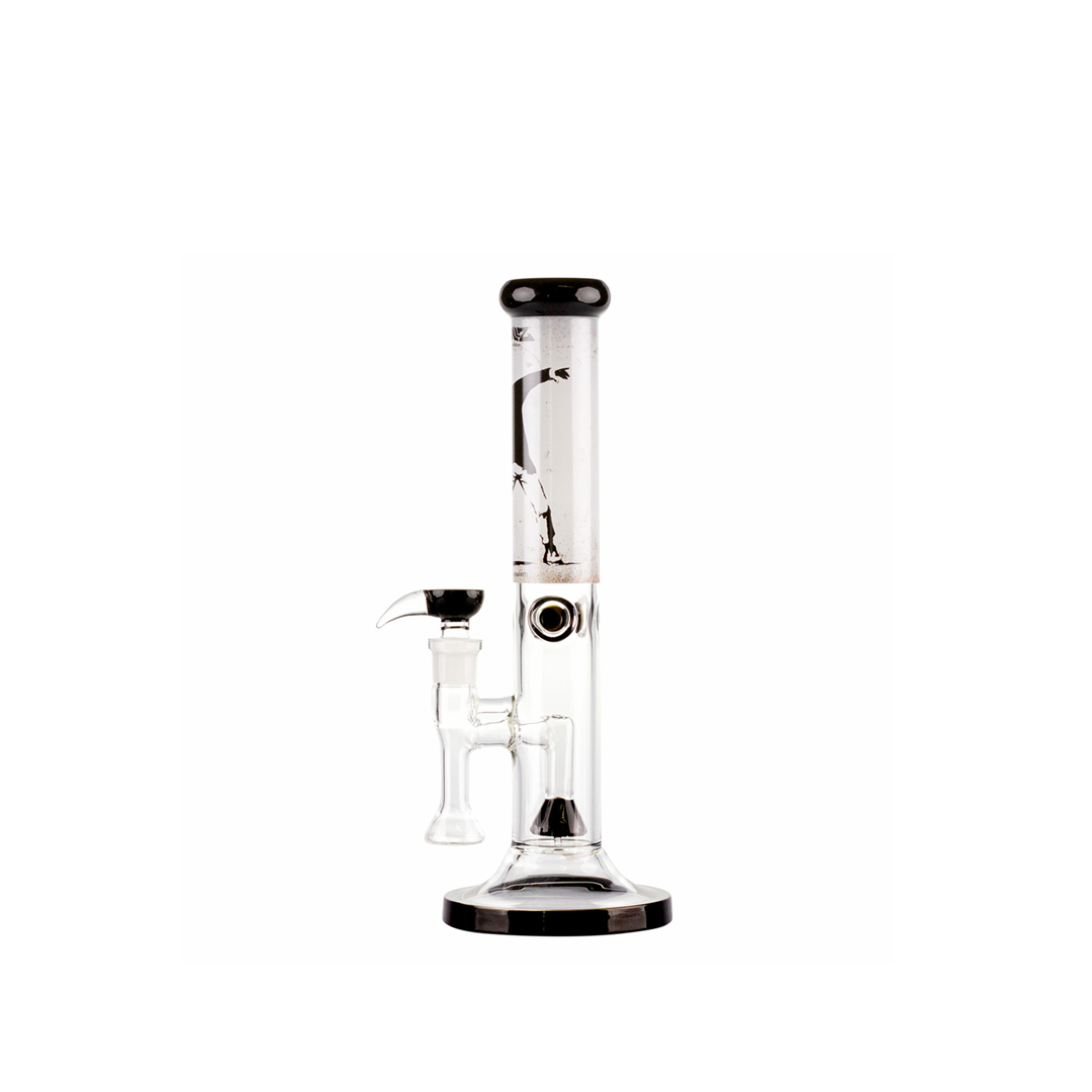 G-ROLLZ BANKSY STRAIGHT TUBE GLASS WATERPIPE 13.5" - FLOWER THROWER - BG20105A