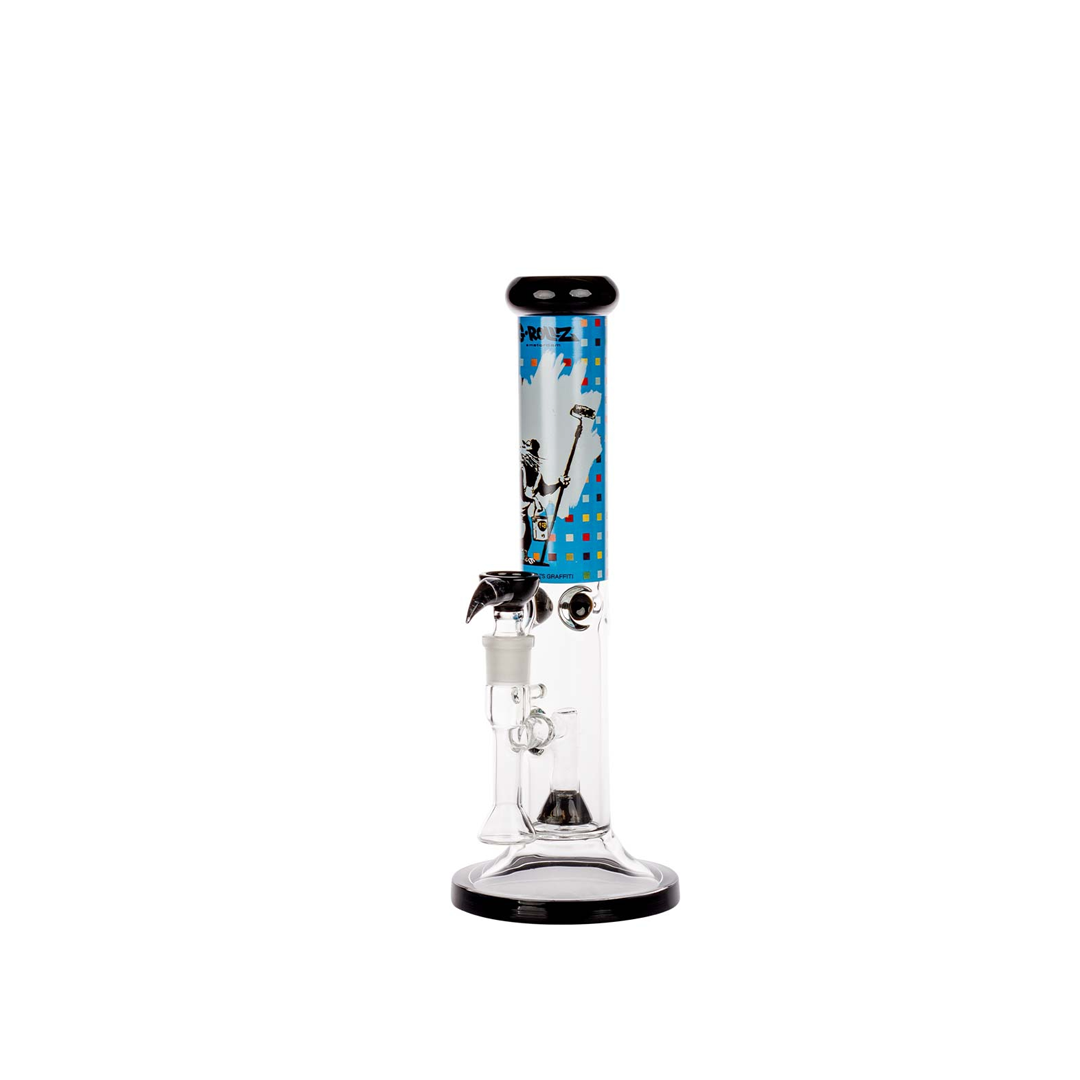 G-ROLLZ BANKSY STRAIGHT TUBE GLASS WATERPIPE 13.5" - PAINT ROLLER RAT - BG20105B