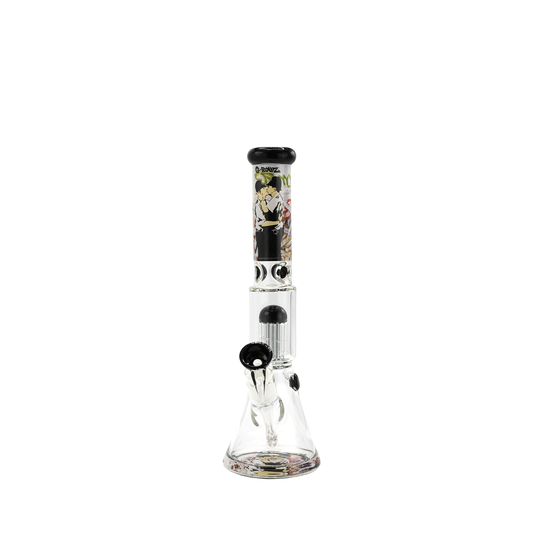 G-ROLLZ BANKSY BEAKER GLASS WATERPIPE 14.5" - COP ON COP - BG20101D