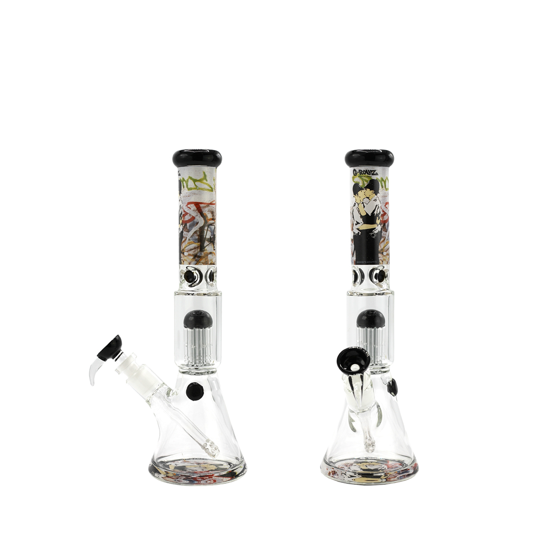 G-ROLLZ BANKSY BEAKER GLASS WATERPIPE 14.5" - COP ON COP - BG20101D