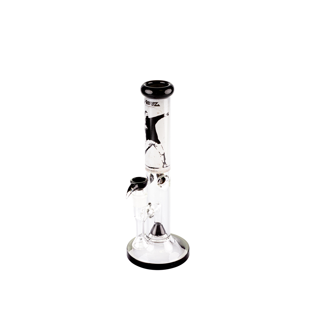 G-ROLLZ BANKSY STRAIGHT TUBE GLASS WATERPIPE 13.5" - FLOWER THROWER - BG20105A