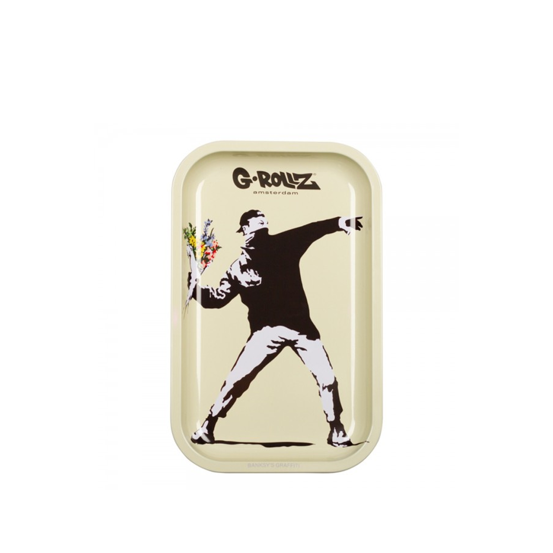 G-ROLLZ BANKSY METAL TRAY MEDIUM 17.5X27.5CM - FLOWER THROWER - BG3301F