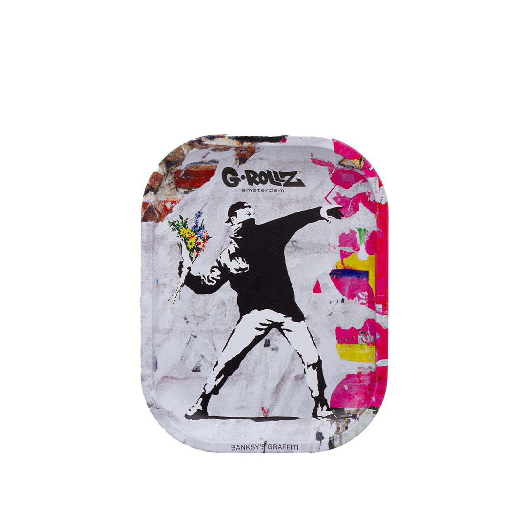 G-ROLLZ BANKSY METAL TRAY SMALL 14X18CM - FLOWER THROWER ALT - BG3300H