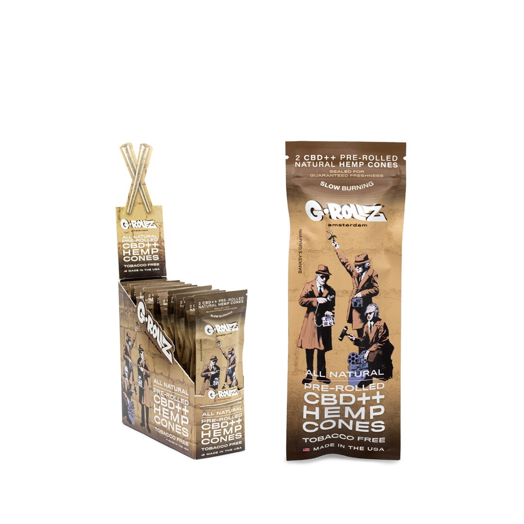 G-ROLLZ BANKSYS GRAFFITI 2X PRE-ROLLED CBD++ HEMP CONES - ALL NATURAL - BG1545A-DIS