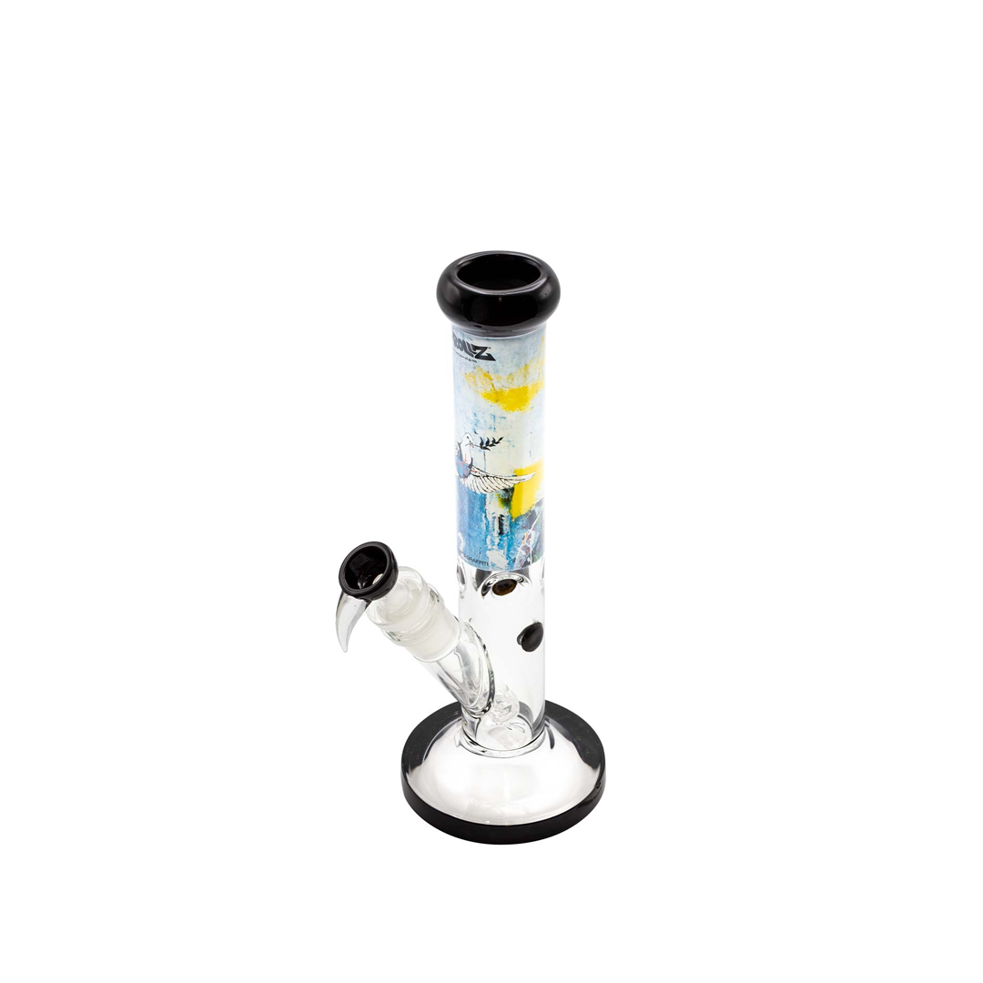 G-ROLLZ BANKSY STRAIGHT TUBE GLASS WATERPIPE 13.5" - BULLETPROOF DOVE - BG20104B