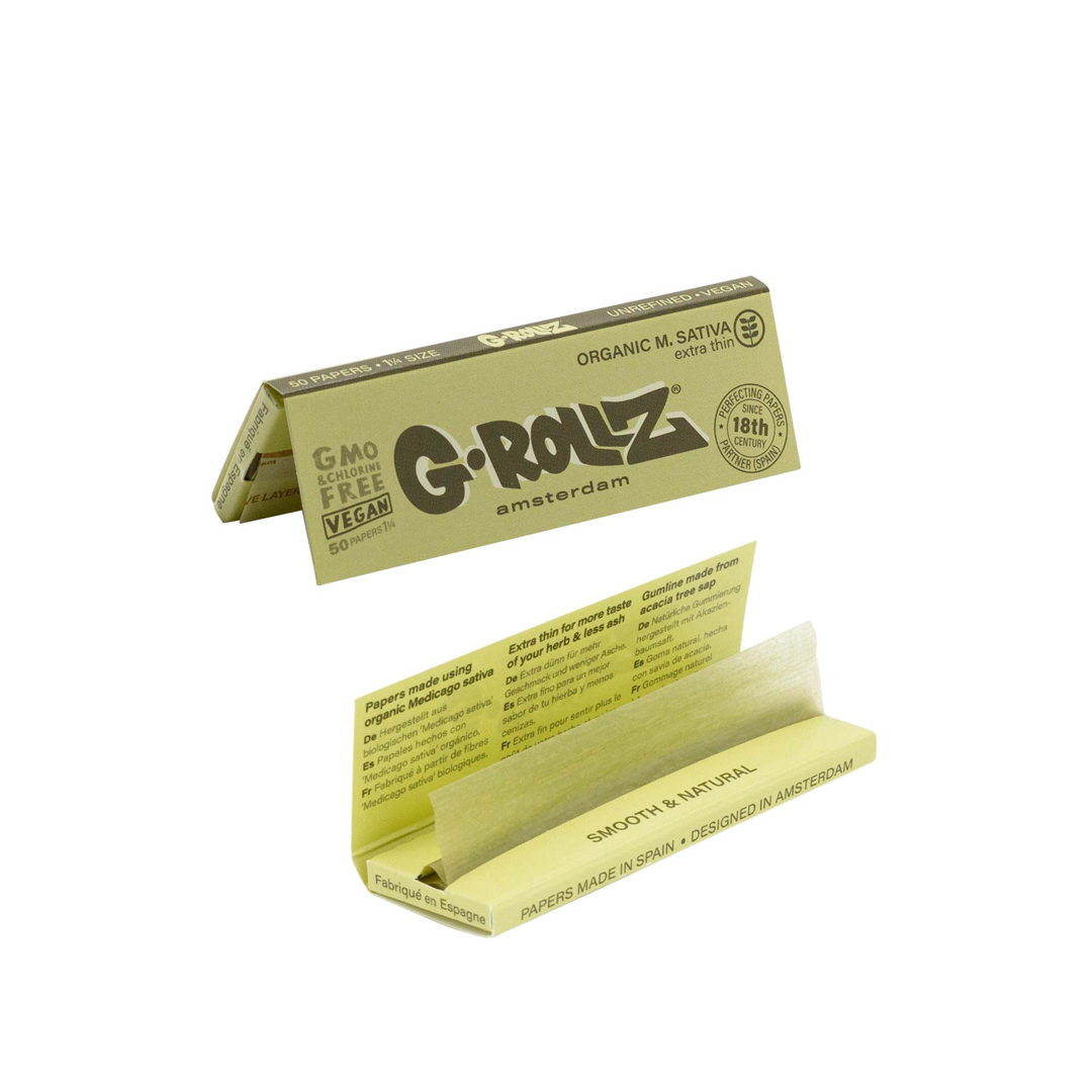 G-ROLLZ 1 1/4 ROLLING PAPER 50/50 - MEDICAGO SATIVA EXTRA THIN - GR305A-DIS