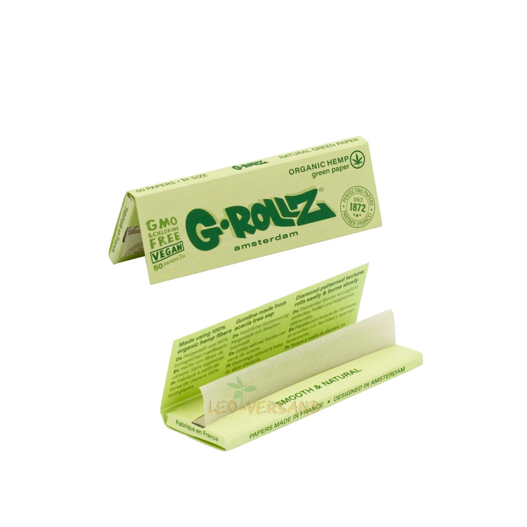 G-ROLLZ 1 1/4 ROLLING PAPER 50/50 - ORGANIC GREEN HEMP - GR304A-DIS