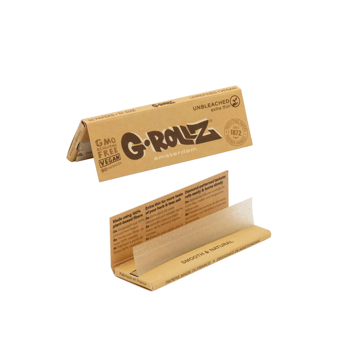 G-ROLLZ 1 1/4 ROLLING PAPER 50/50 - UNBLEACHED EXTRA THIN - GR301A-DIS