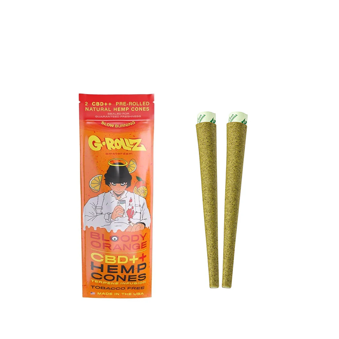 G-ROLLZ 2X PRE-ROLLED CBD++ HEMP CONES - BLOODY ORANGE - GR1545A-DIS