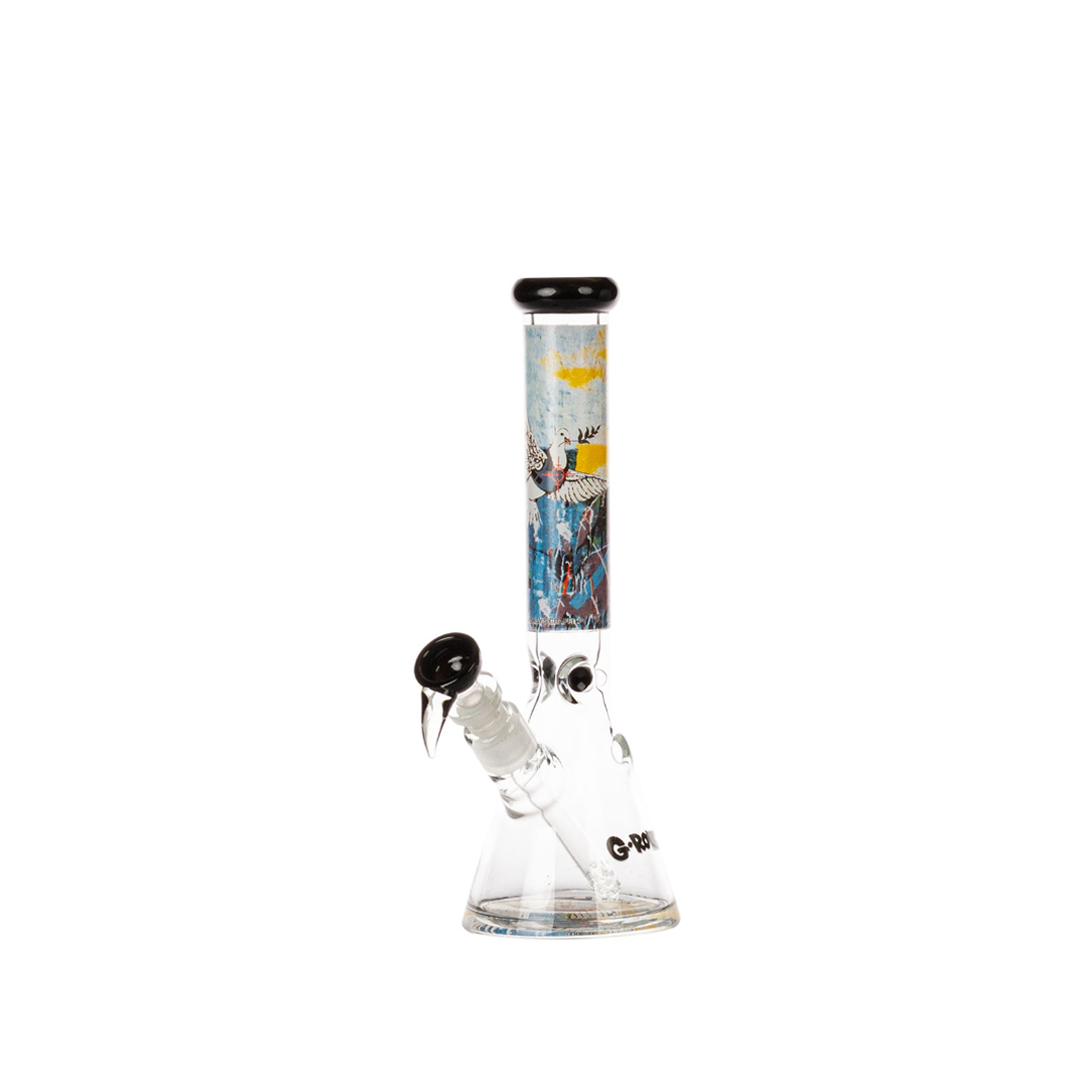 G-ROLLZ BANKSY BEAKER GLASS WATERPIPE 11.5" - BULLETPROOF DOVE - BG20100A