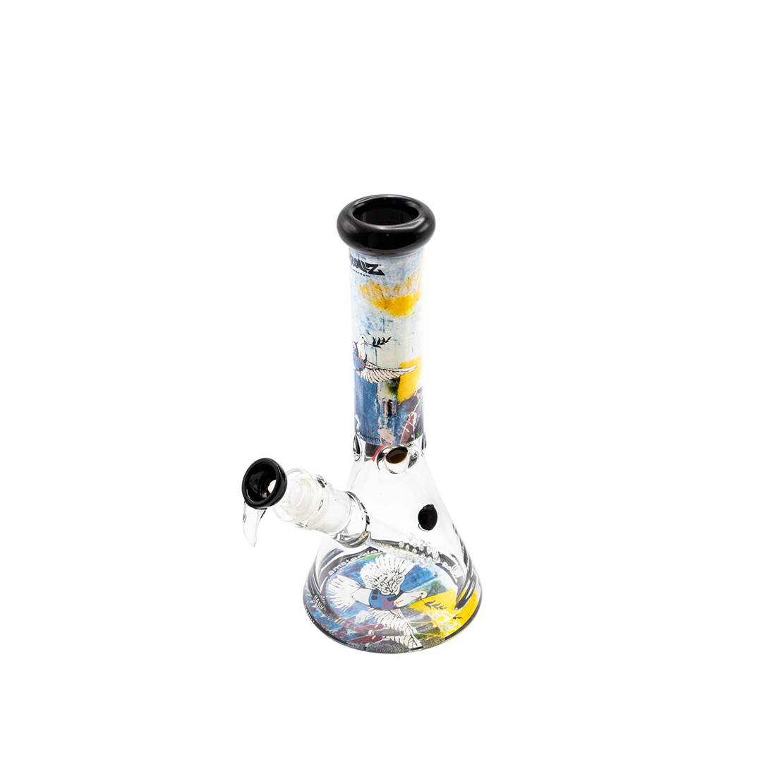 G-ROLLZ BANKSY BEAKER GLASS WATERPIPE 13.5" - BULLETPROOF DOVE - BG20108B
