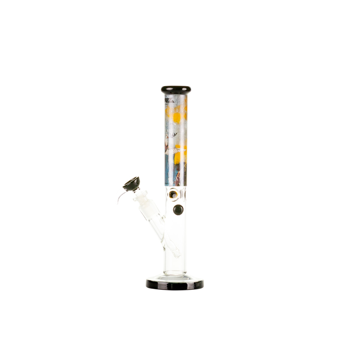 G-ROLLZ BANKSY STRAIGHT TUBE GLASS WATERPIPE 11.5" - BULLETPROOF DOVE - BG20102B