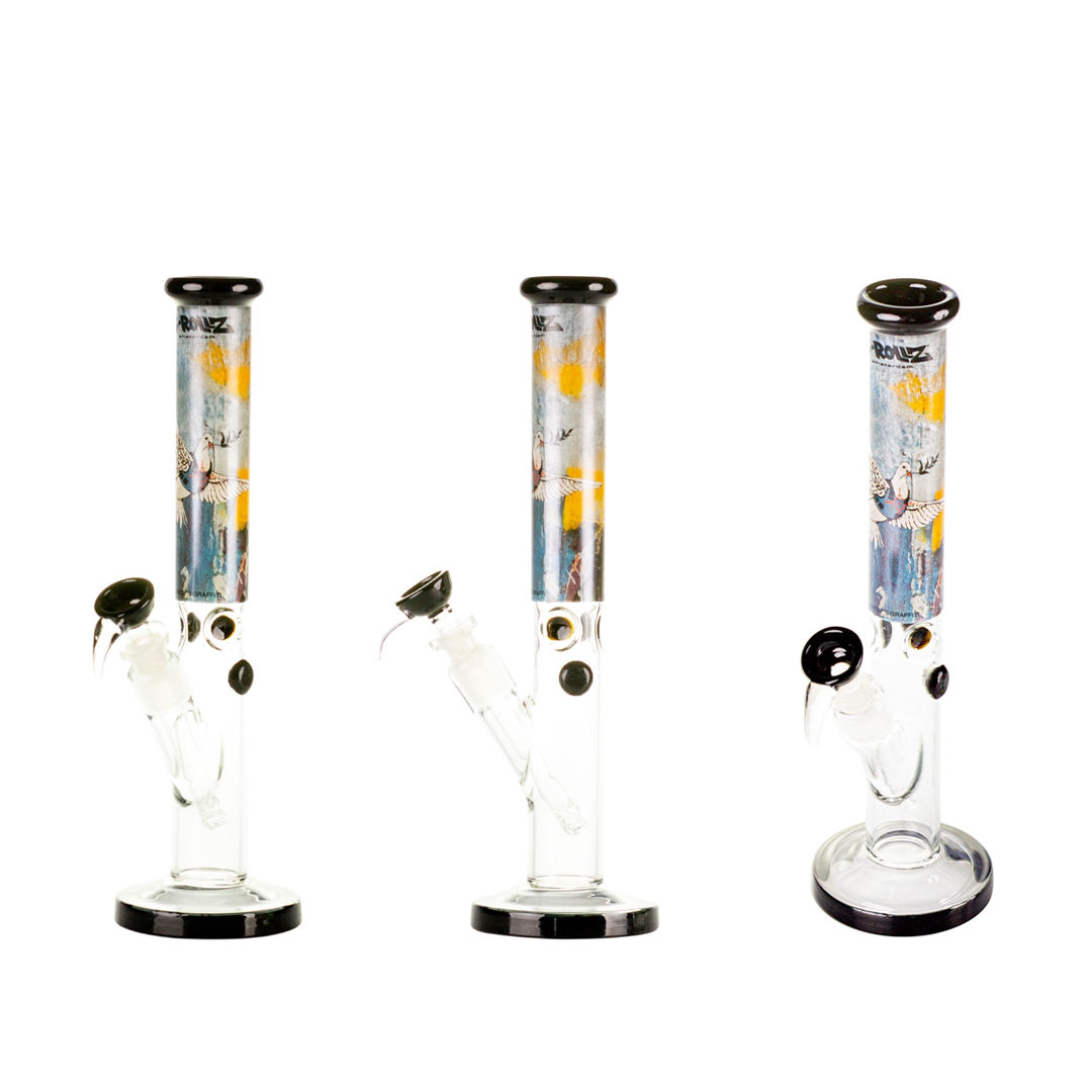 G-ROLLZ BANKSY STRAIGHT TUBE GLASS WATERPIPE 11.5" - BULLETPROOF DOVE - BG20102B