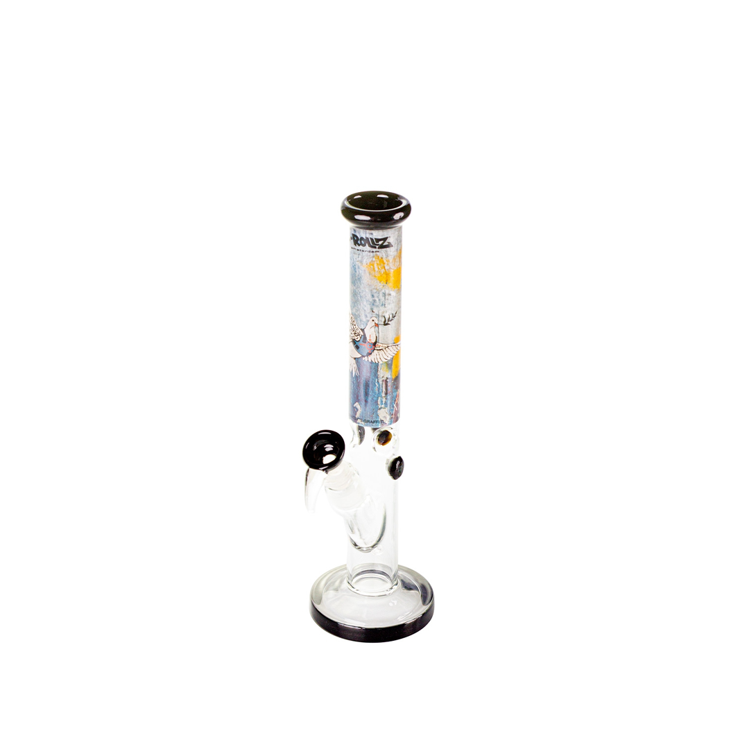 G-ROLLZ BANKSY STRAIGHT TUBE GLASS WATERPIPE 11.5" - BULLETPROOF DOVE - BG20102B