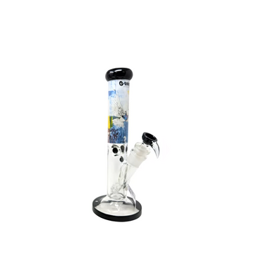 G-ROLLZ BANKSY STRAIGHT TUBE GLASS WATERPIPE 13.5" - COP ON COP - BG20104D