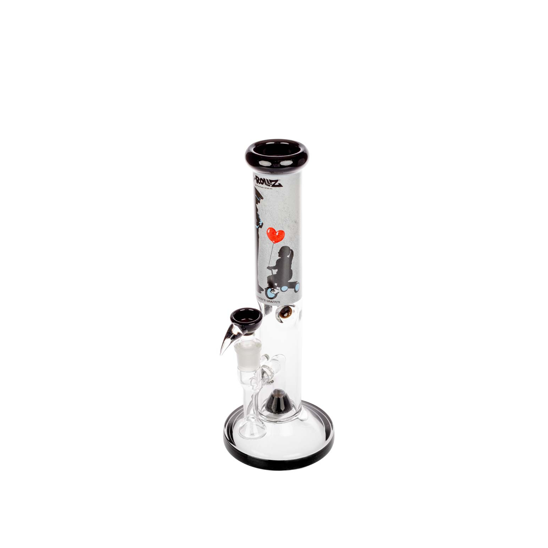 G-ROLLZ BANKSY STRAIGHT TUBE GLASS WATERPIPE 13.5" - SPEEDING TRICYCLE - BG20105D