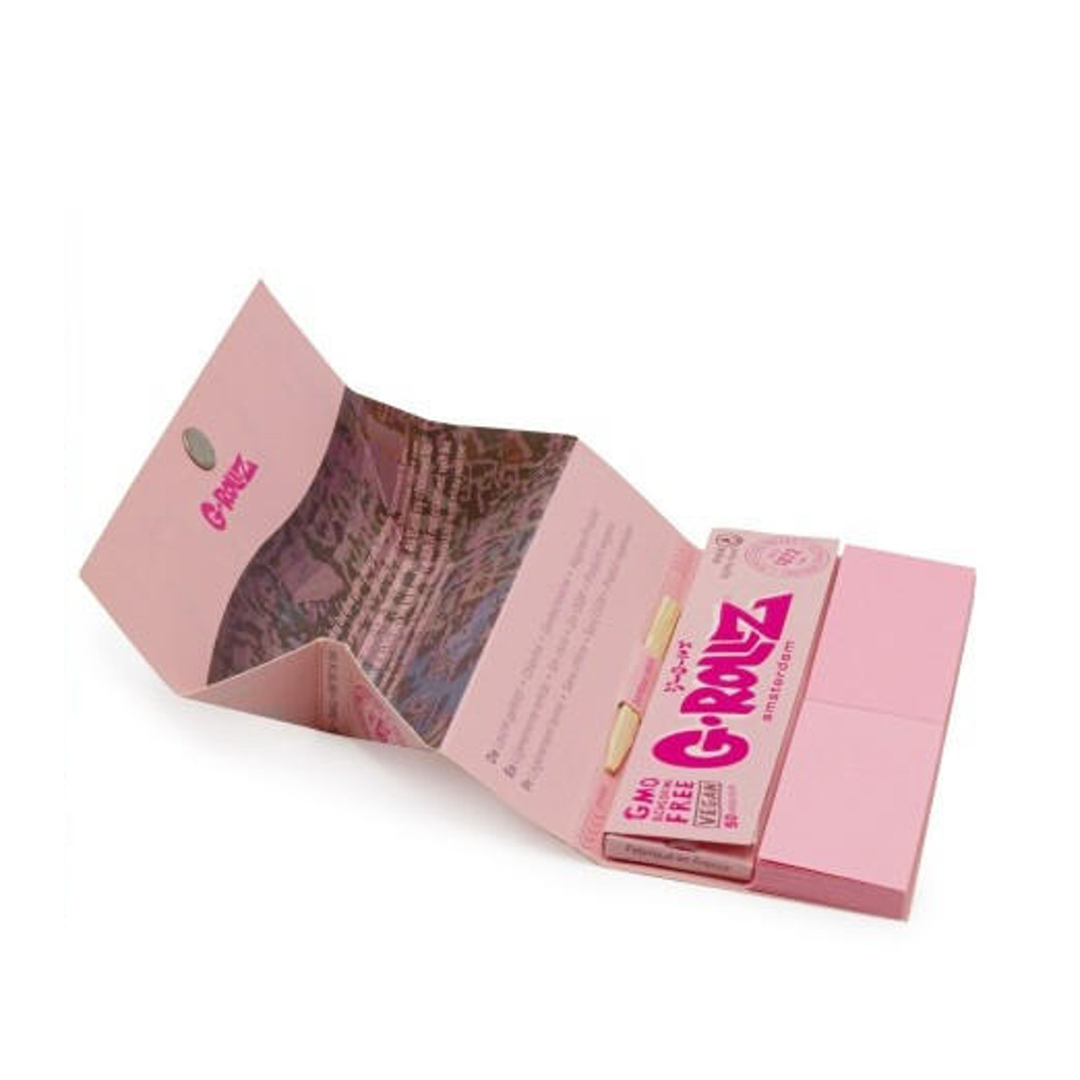 G-ROLLZ BANKYS GRAFFITI KING SIZE ROLLING PAPER + TIPS & TRAY 16/50 - LIGHT PINK - BG75A-DIS