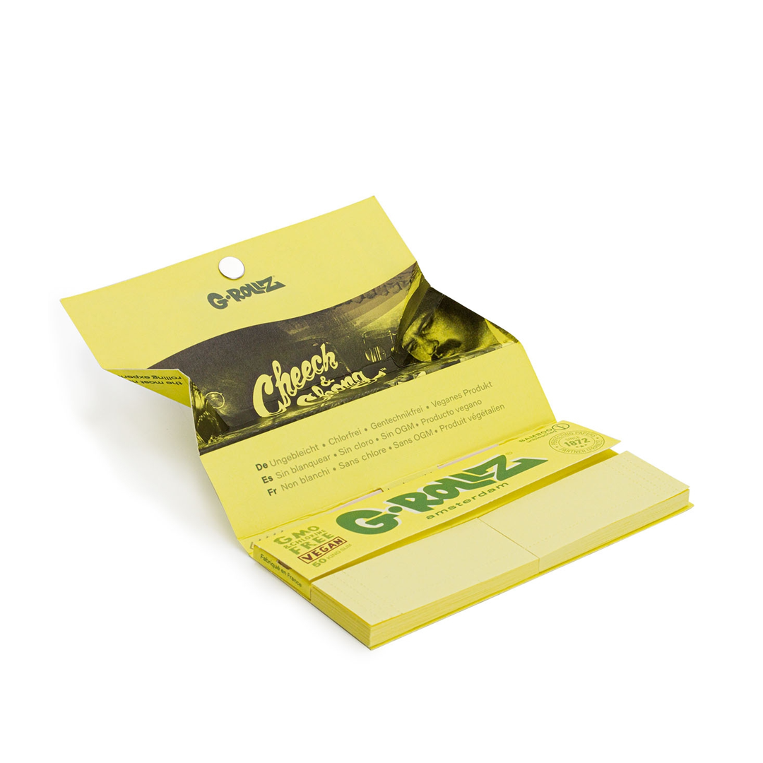 G-ROLLZ CHEECH & CHONG KING SIZE ROLLING PAPER + TIPS & TRAY 16/50 - BAMBOO UNBLEACHED - CC71A-DIS