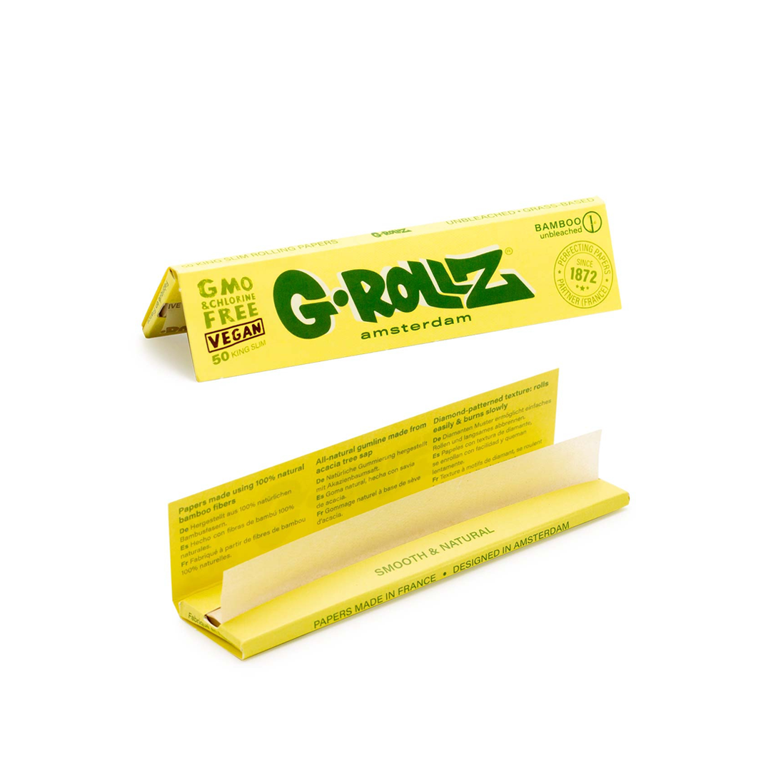 G-ROLLZ KING SIZE ROLLING PAPER 50/50 - BAMBOO UNBLEACHED - GR02A-DIS