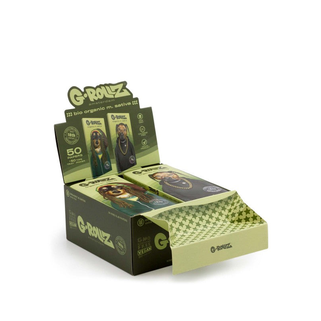 G-ROLLZ PET ROCKS KING SIZE ROLLING PAPER + TIPS & TRAY 16/50 - MEDICAGO SATIVA - REGGAE RAP- PR76B-DIS