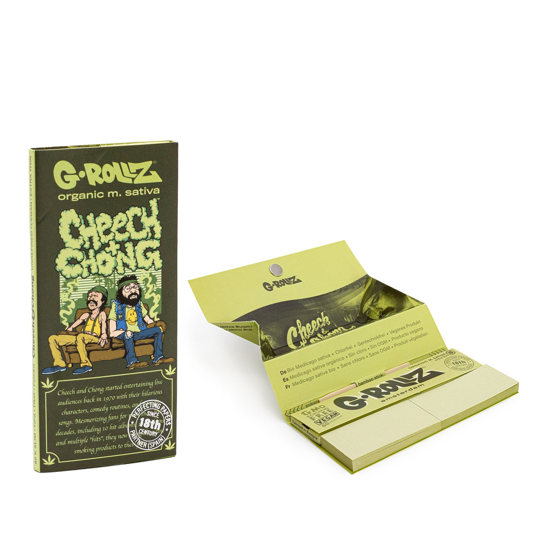 G-ROLLZ CHEECH & CHONG KING SIZE ROLLING PAPER + TIPS & TRAY 16/50 - MEDICAGO SATIVA EXTRA THIN - CC76A-DIS