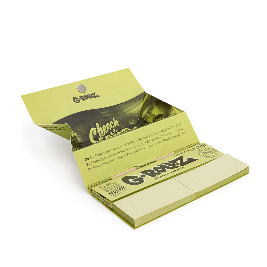 G-ROLLZ CHEECH & CHONG KING SIZE ROLLING PAPER + TIPS & TRAY 16/50 - MEDICAGO SATIVA EXTRA THIN - CC76B-DIS