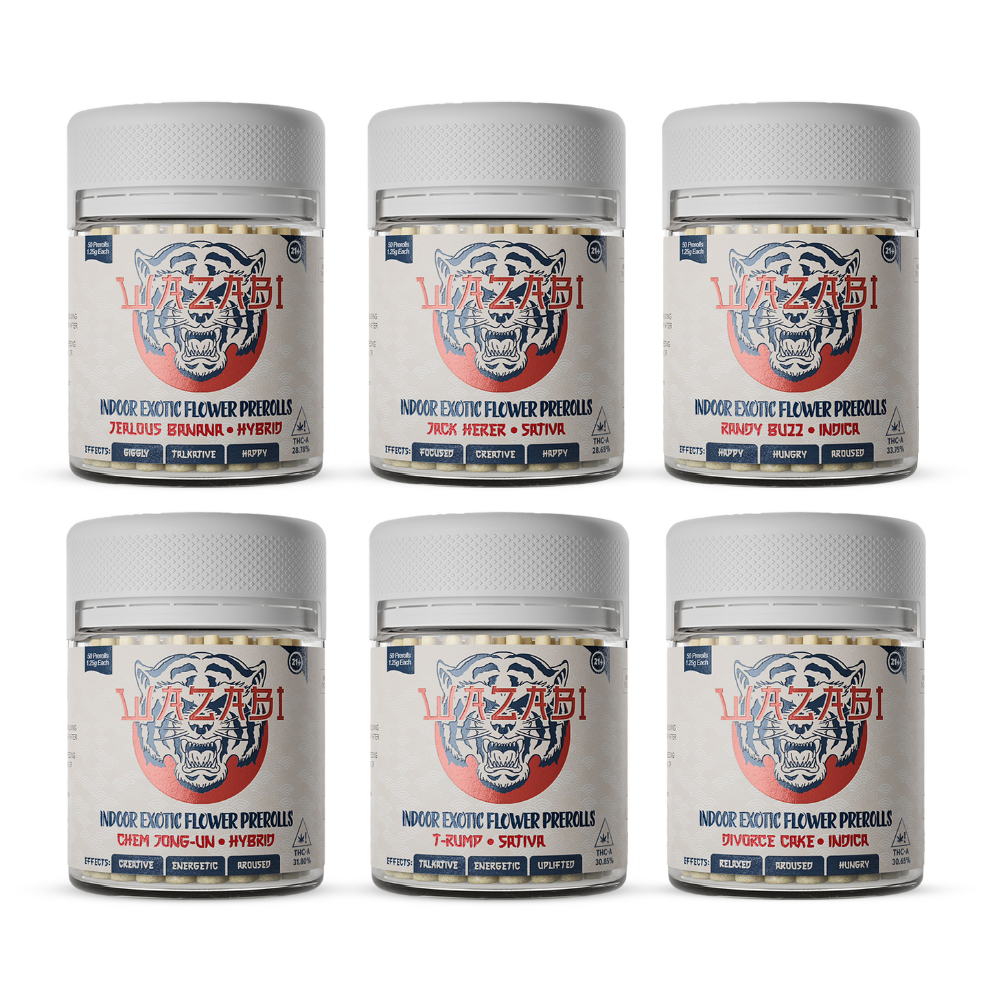 WAZABI EXOTICS 1.25G THC-A PREROLLS 50/PK JAR