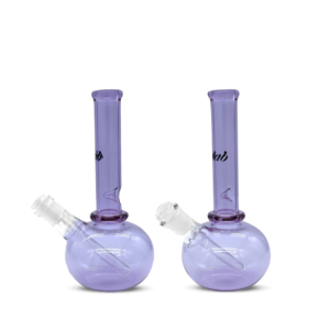 iDAB™ BUBBLE BOTTOM BEAKER CLEAR WATERPIPE 9.5" (COLORED SWIRL LIP)