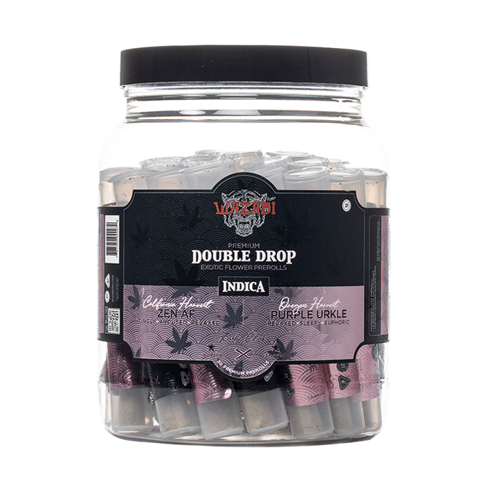 WAZABI EXOTICS DOUBLE DROP CALIFORNIA VS OREGON 1.5 GRAM PREROLLS 30/PK (2 IN 1 JAR)