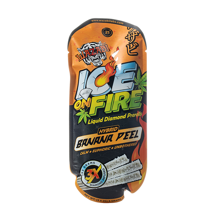 WAZABI EXOTICS 2G ICE ON FIRE LIQUID DIAMOND PREROLLS 3X5/PK